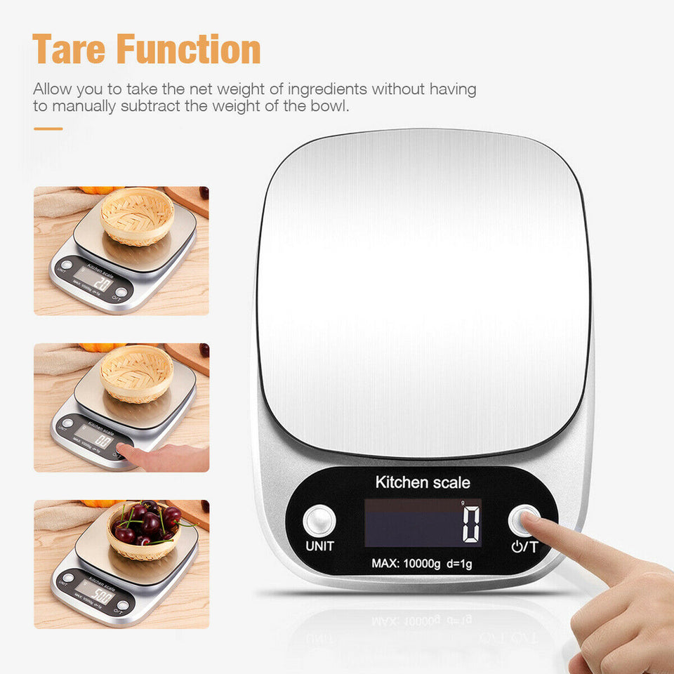 Digital Kitchen Food Scale – Stainless Steel Weighing Scale with 1g Precision (22lb Capacity)