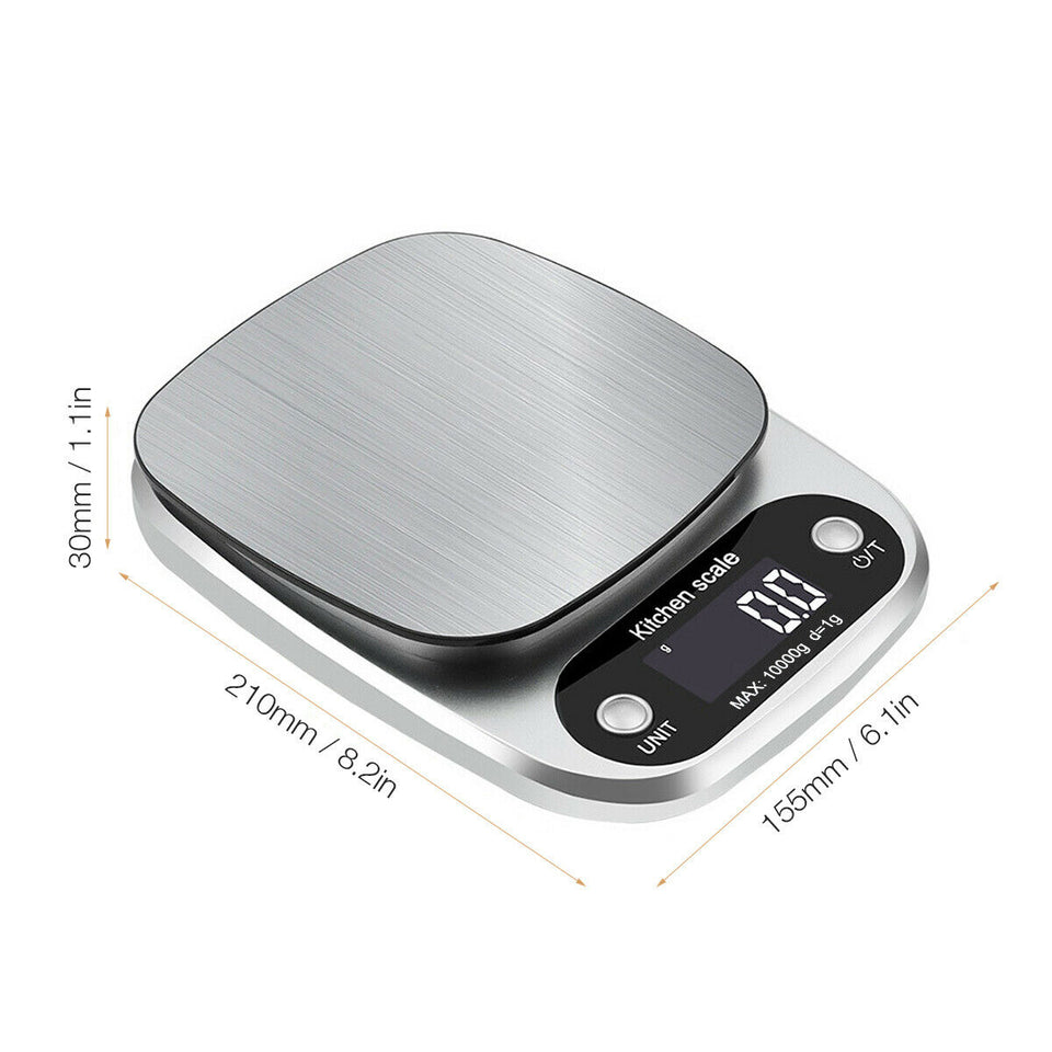Digital Kitchen Food Scale – Stainless Steel Weighing Scale with 1g Precision (22lb Capacity)