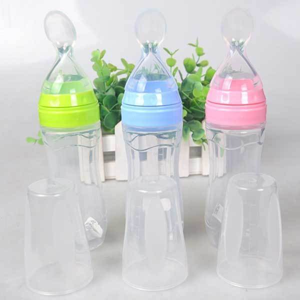 Baby Spoon Bottle Feeder – Silicone Squeeze Feeding Bottle for Infants & Toddlers