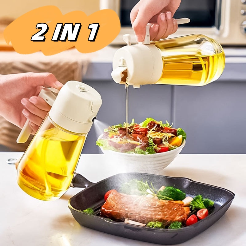 470ml 2-in-1 Olive Oil Sprayer & Pour Dispenser – Glass Oil Bottle for Cooking, BBQ & Air Fryer