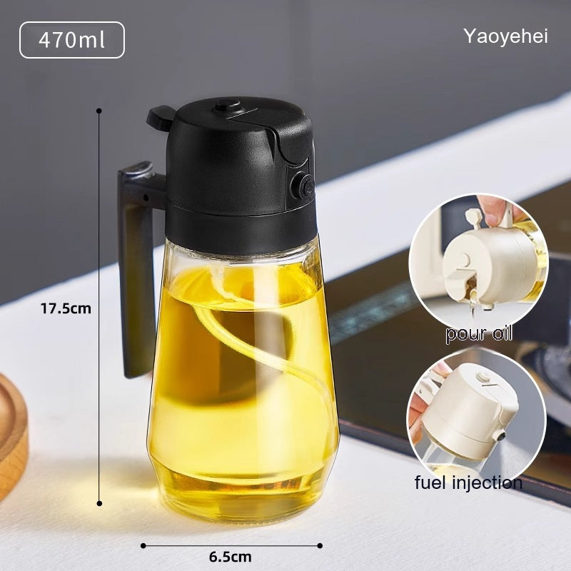 470ml 2-in-1 Olive Oil Sprayer & Pour Dispenser – Glass Oil Bottle for Cooking, BBQ & Air Fryer