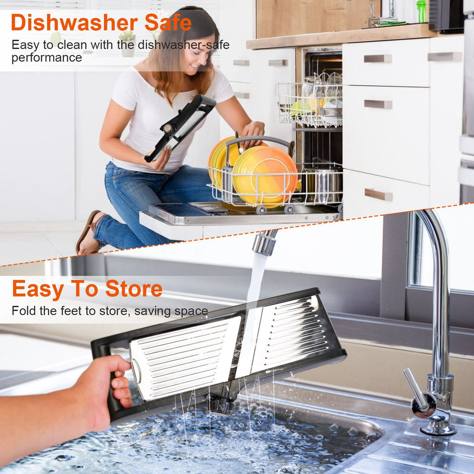 Stainless Steel Mandoline Food Slicer – Vegetable & Fruit Cutter with 5 Adjustable Blades