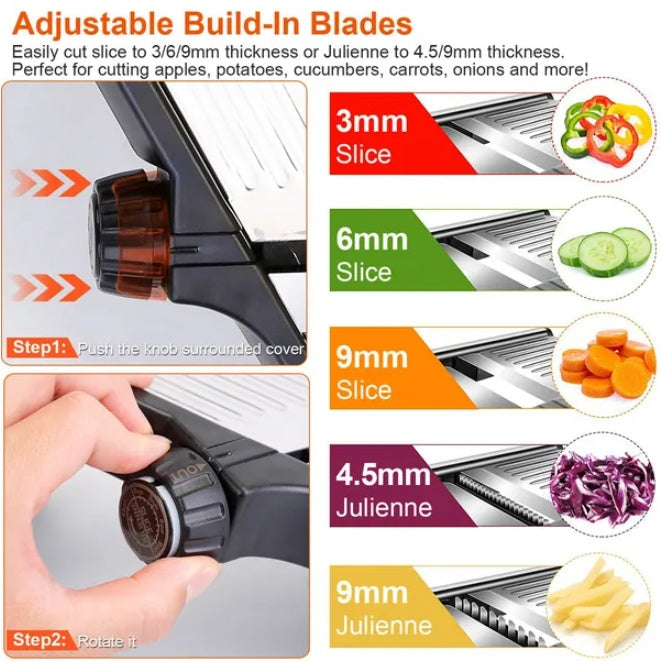 Stainless Steel Fruit & Vegetable Slicer – Manual Kitchen Cutter for Easy Food Prep