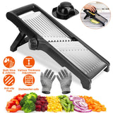 Stainless Steel Mandoline Food Slicer – Vegetable & Fruit Cutter with 5 Adjustable Blades