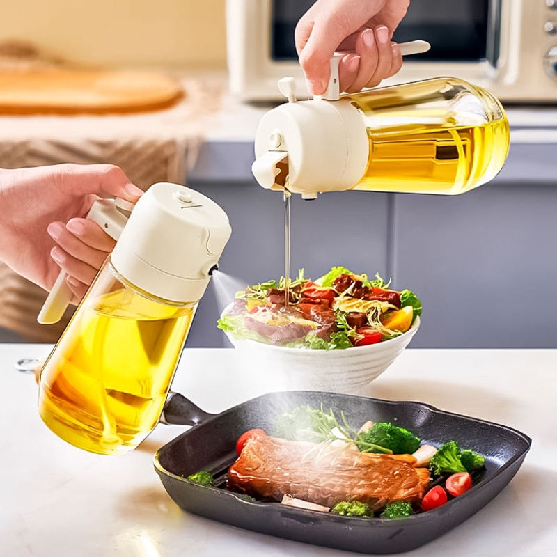 470ml 2-in-1 Olive Oil Sprayer & Pour Dispenser – Glass Oil Bottle for Cooking, BBQ & Air Fryer