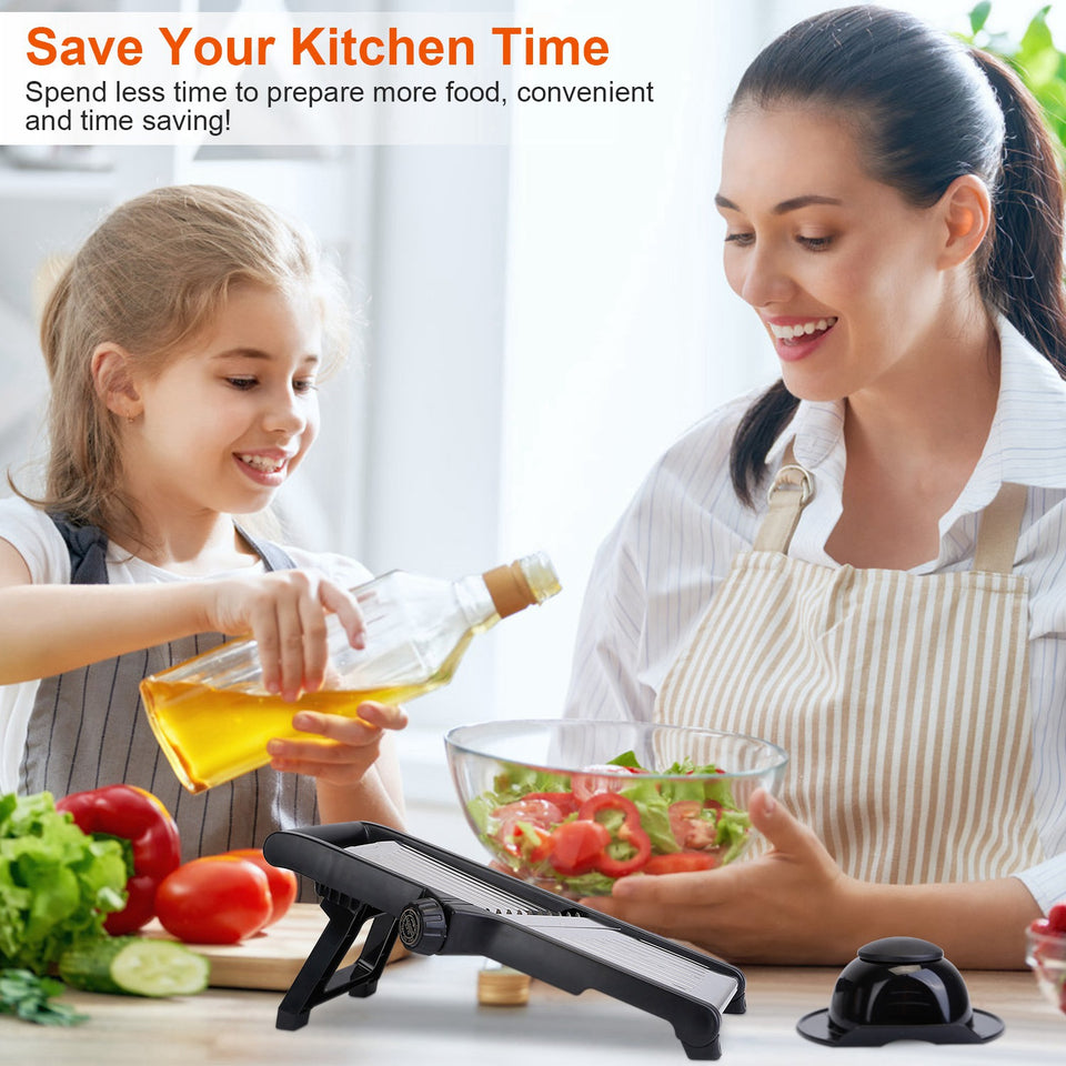 Stainless Steel Mandoline Food Slicer – Vegetable & Fruit Cutter with 5 Adjustable Blades