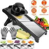Stainless Steel Mandoline Food Slicer – Vegetable & Fruit Cutter with 5 Adjustable Blades